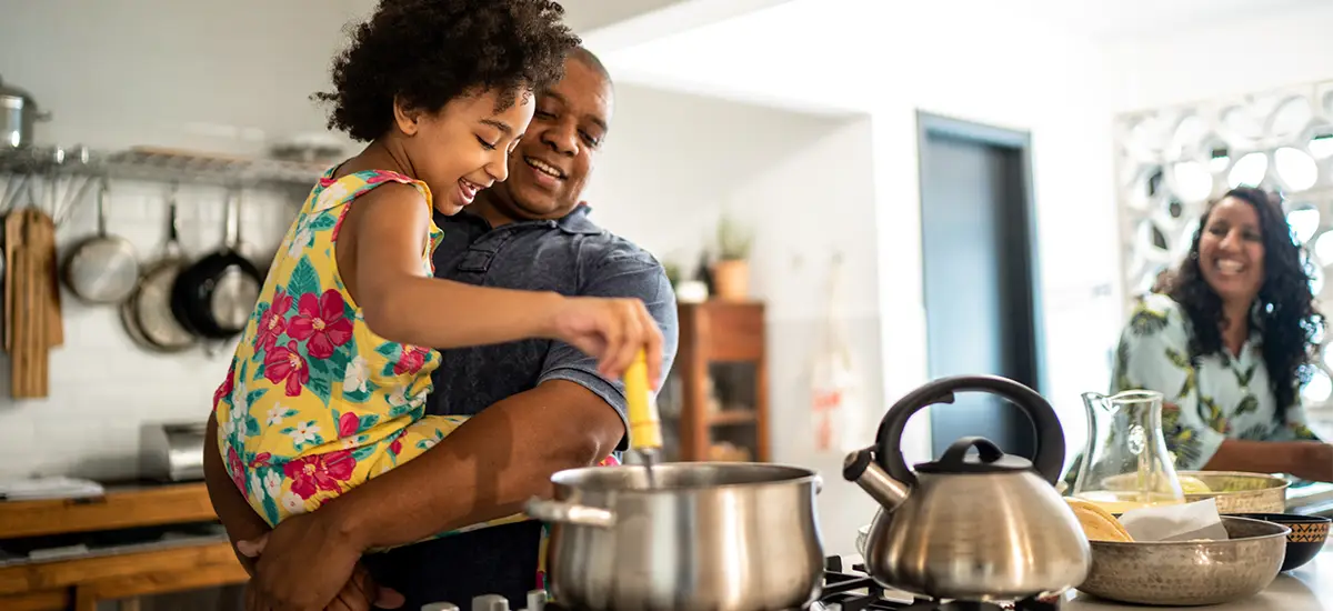family cooking dinner