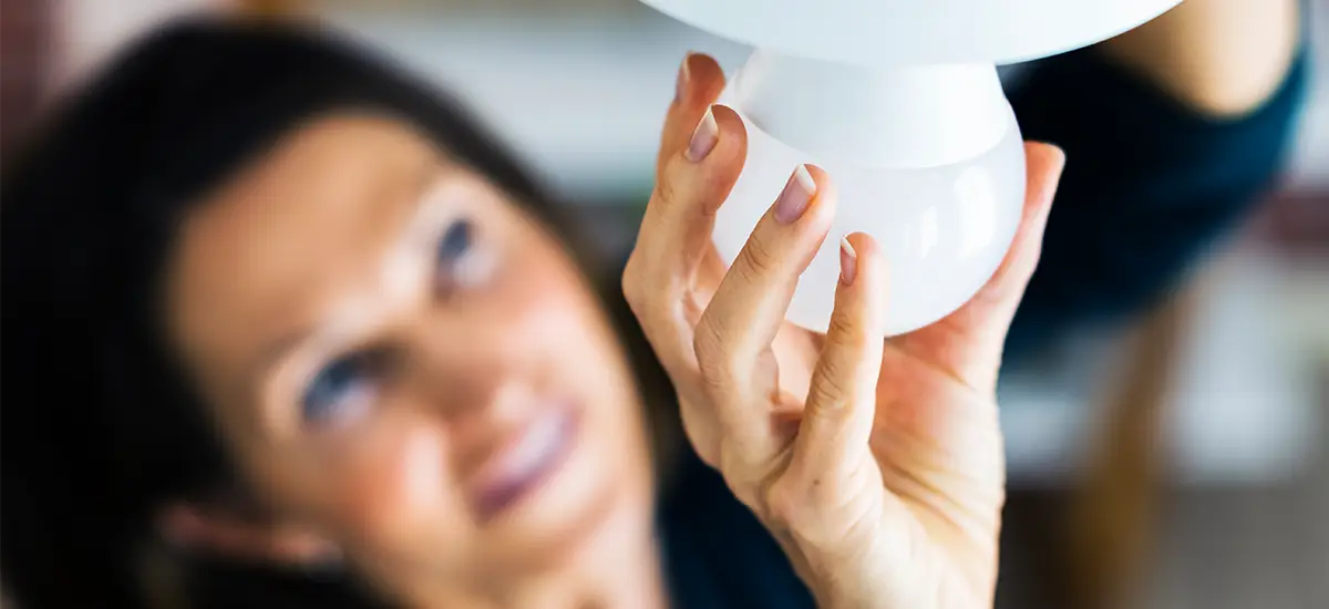 changing light bulb